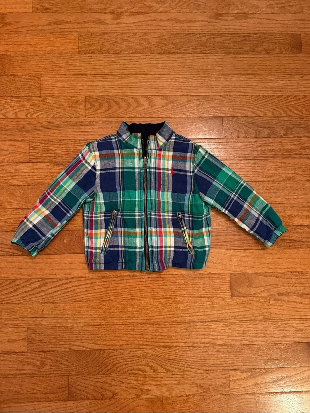 Polo Ralph Lauren Boys Reversible Plaid Linen Cotton Jacket 2T